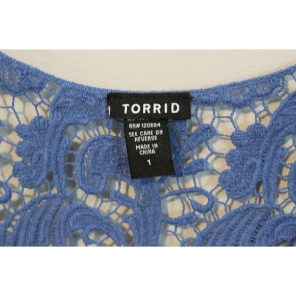 Torrid Crochet Lace Sheer Crop Top Blue Women's 1 1X H10777 - Picture 4 of 7